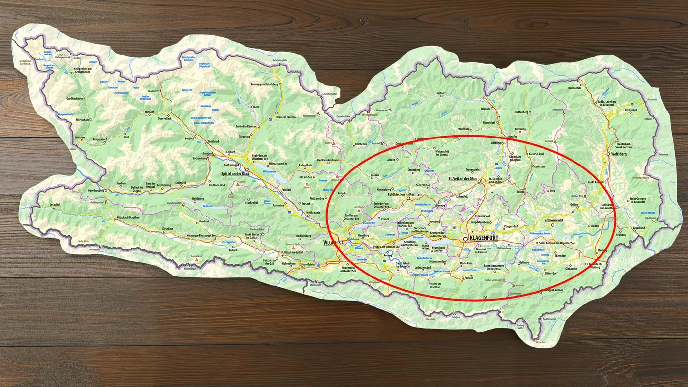 Einsatzgebiet von Garten Gerald rund um Villach, Klagenfurt, Völkermarkt, St. Veit an der Glan und Feldkirchen in Kärnten